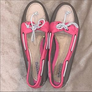 Sperry Top-sider Shoes 9 Pink Brown Leather Casual
